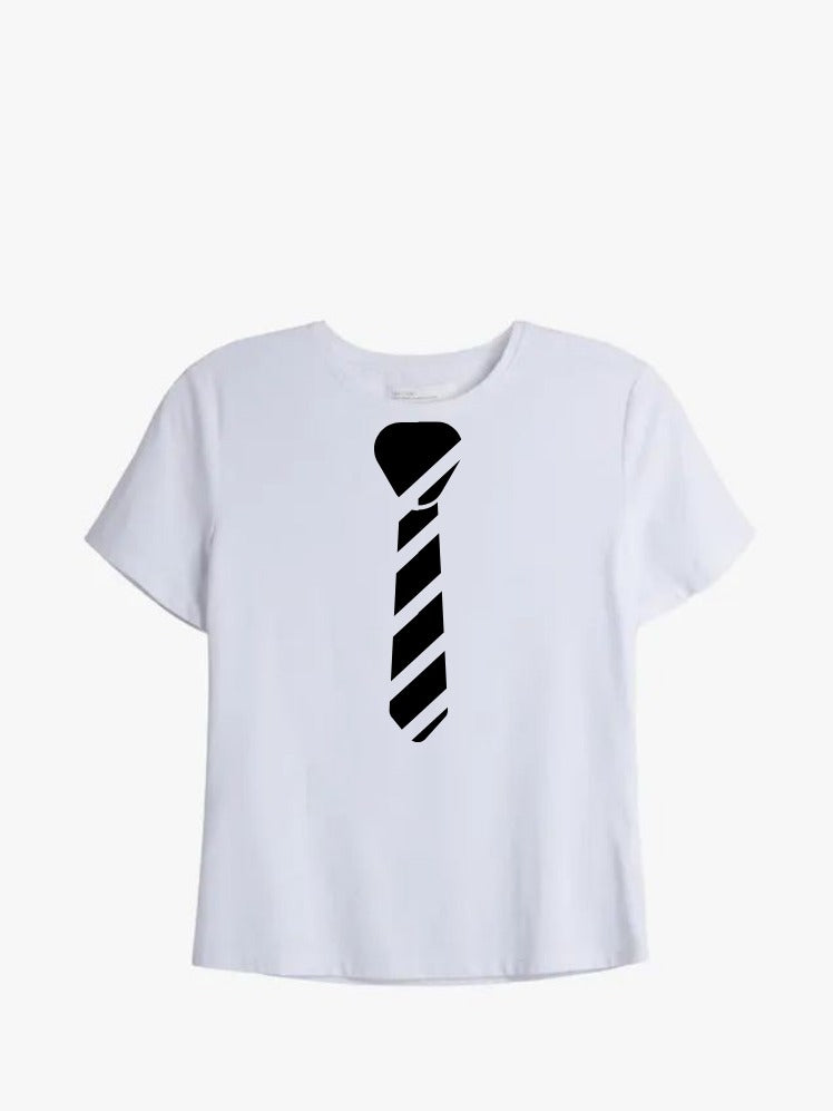 Tricou Alb Cravata